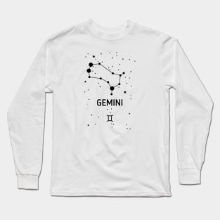 Gemini Zodiac Sign Constellation (Black Print) Long Sleeve T-Shirt